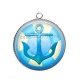 Pendentif Cabochon Argent - ancre de mer