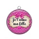 Pendentif Cabochon Argent - je t'aime ma fille