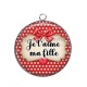 Pendentif Cabochon Argent - je t'aime ma fille