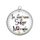 Pendentif Cabochon Argent - super marraine