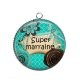 Pendentif Cabochon Argent - super marraine