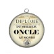 Pendentif Cabochon Argent - diplôme meilleur oncle