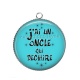 Pendentif Cabochon Argent - j'ai un oncle qui déchire