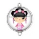 Connecteur Cabochon Argent - kokeshi