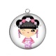 Pendentif Cabochon Argent - kokeshi