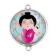 Connecteur Cabochon Argent - kokeshi