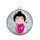 Pendentif Cabochon Argent - kokeshi