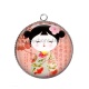 Pendentif Cabochon Argent - kokeshi