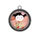 Pendentif Cabochon Argent - kokeshi