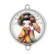 Connecteur Cabochon Argent - Kokeshi