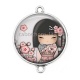 Connecteur Cabochon Argent - kokeshi