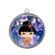 Pendentif Cabochon Argent - kokeshi