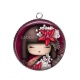Pendentif Cabochon Argent - kokeshi