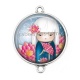 Connecteur Cabochon Argent - kokeshi
