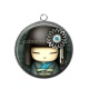 Pendentif Cabochon Argent - kokeshi