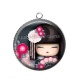 Pendentif Cabochon Argent - kokeshi