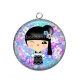 Pendentif Cabochon Argent - kokeshi