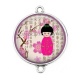 Connecteur Cabochon Argent - kokeshi