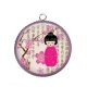 Pendentif Cabochon Argent - kokeshi
