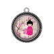 Pendentif Cabochon Argent - kokeshi