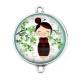 Connecteur Cabochon Argent - kokeshi