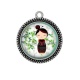 Pendentif Cabochon Argent - kokeshi