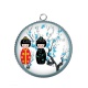 Pendentif Cabochon Argent - kokeshi