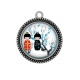 Pendentif Cabochon Argent - kokeshi