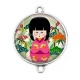 Connecteur Cabochon Argent - kokeshi