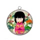 Pendentif Cabochon Argent - kokeshi