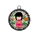 Pendentif Cabochon Argent - kokeshi