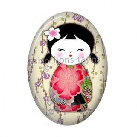 Cabochon Résine Ovale - kokeshi