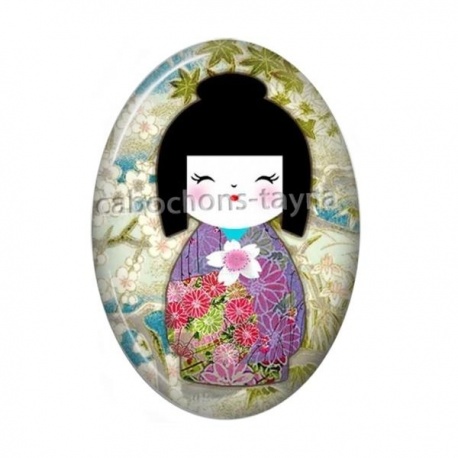 Cabochon Résine Ovale - kokeshi