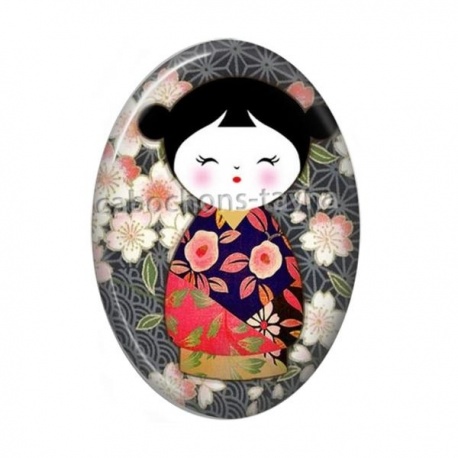 Cabochon Résine Ovale - kokeshi