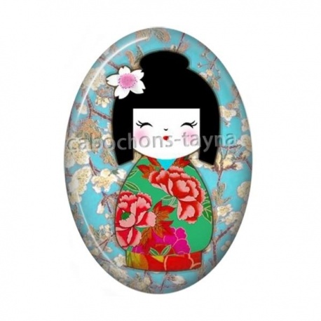 Cabochon Résine Ovale - kokeshi