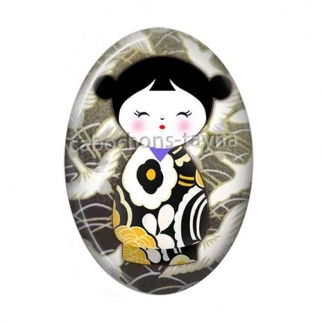 Cabochon Résine Ovale - kokeshi