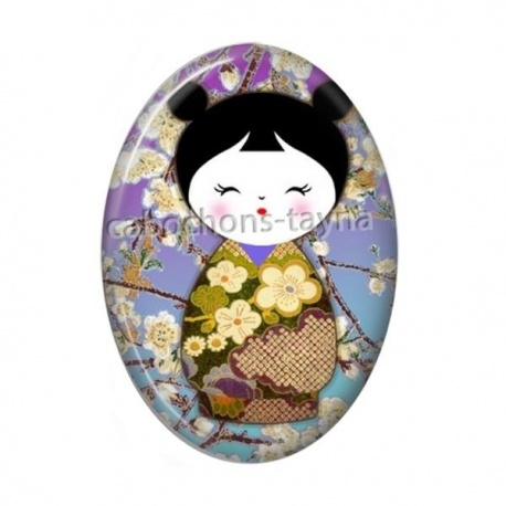 Cabochon Résine Ovale - kokeshi