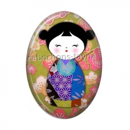 Cabochon Résine Ovale - kokeshi