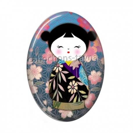 Cabochon Résine Ovale - kokeshi
