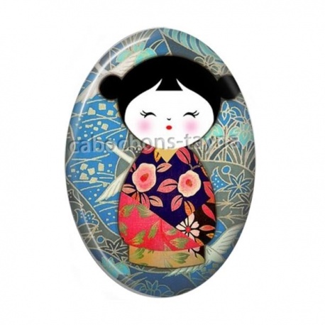 Cabochon Résine Ovale - kokeshi