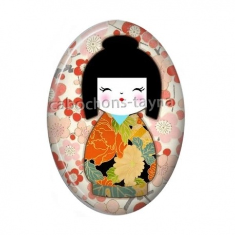 Cabochon Résine Ovale - kokeshi