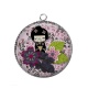 Pendentif Cabochon Argent - kokeshi