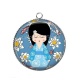 Pendentif Cabochon Argent - kokeshi
