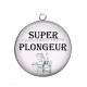 Pendentif Cabochon Argent - super plongeur