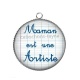 Pendentif Cabochon Argent - maman est une artiste