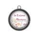 Pendentif Cabochon Argent - je t'aime maman