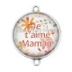 Connecteur Cabochon Argent - je t'aime maman