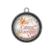Pendentif Cabochon Argent - je t'aime maman