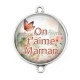 Connecteur Cabochon Argent - on t'aime maman