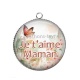 Pendentif Cabochon Argent - je t'aime maman